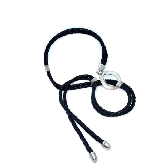 boho western style Black leather Belt with silver - Picture 2 of 5